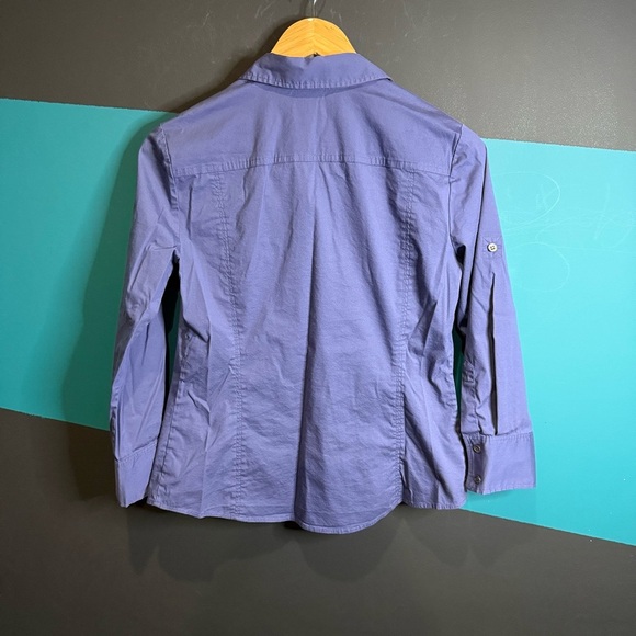 Theory Blue Button Down Shirt Classic Tailored Fit cotton blend size M - Picture 5 of 9
